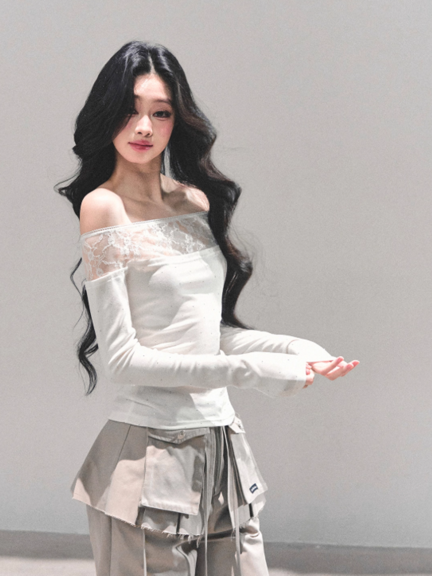 "空白的余温" Winter Poise Knit Polo Top - White