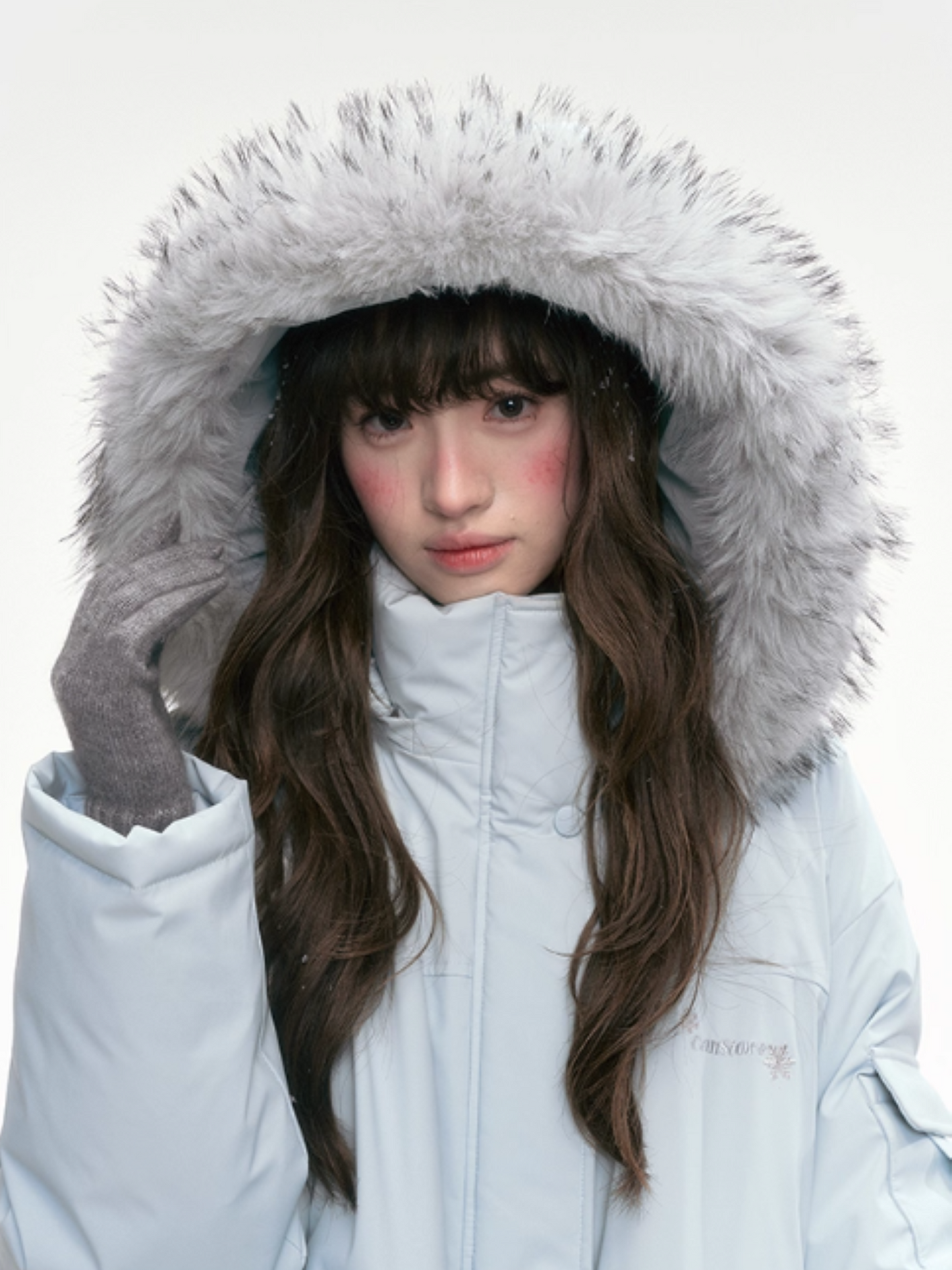"Winter Serenade" Detachable Fur-Trim Parka – Glacier Blue LL2025315