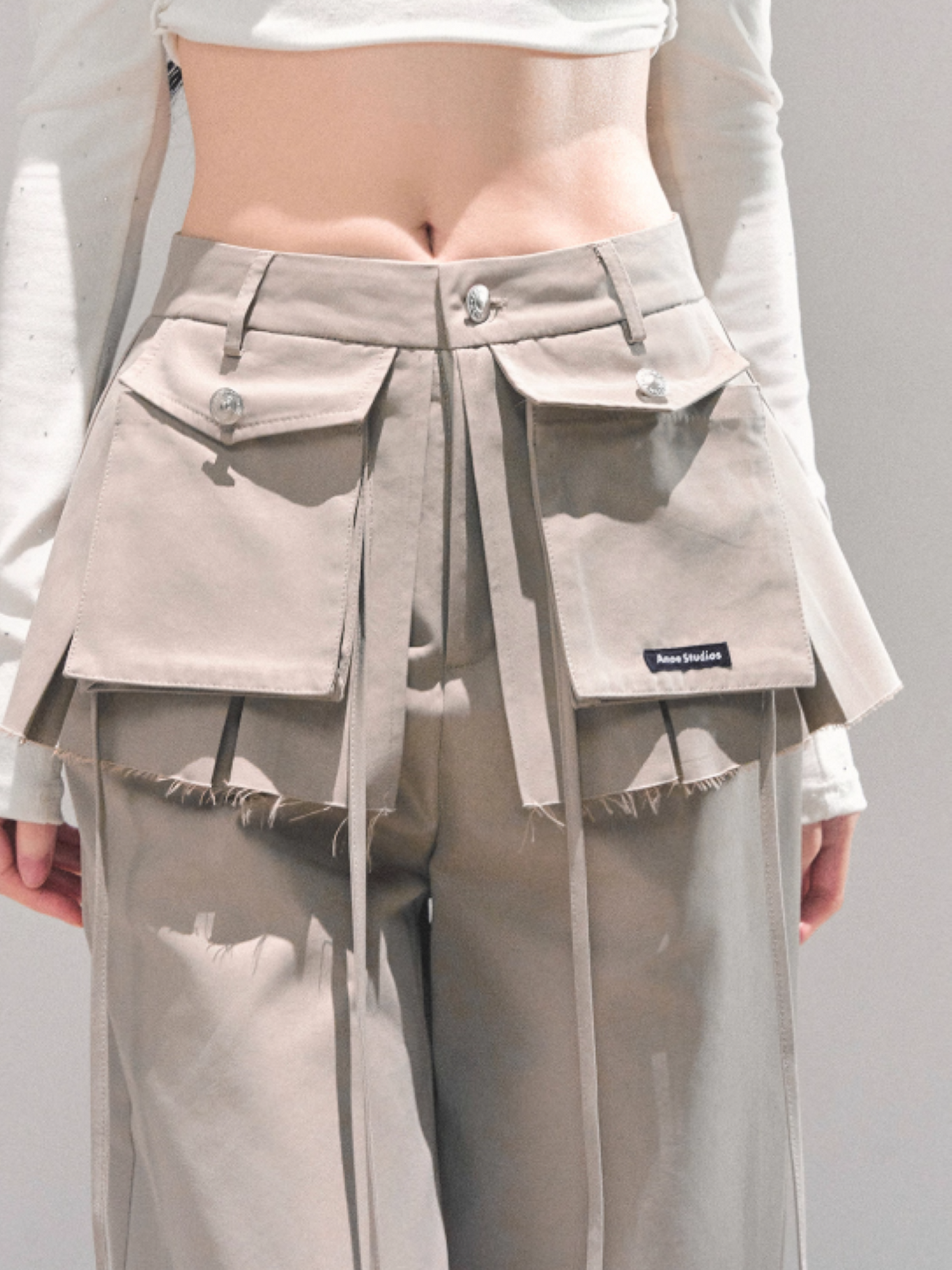 机能 “City Ease” Wide-Leg Trousers - LIGHT GRAY
