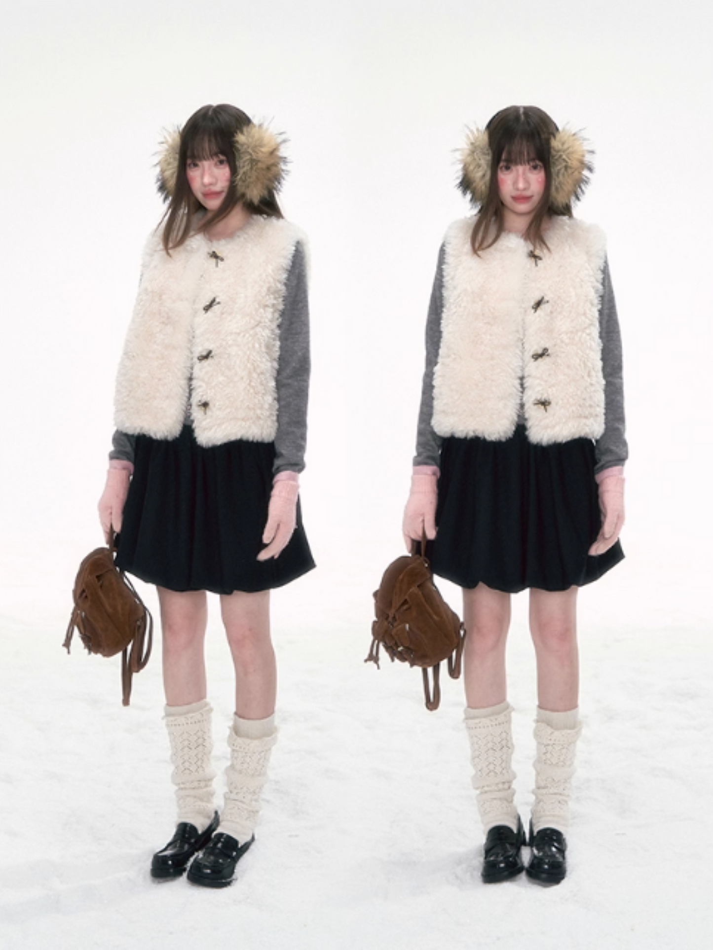 “Cloud Mousse” Soft Fuzzy Vest with Bow Detail LL2025276