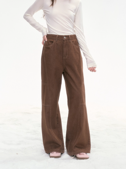 "Caramel Latte" Vintage Wide-Leg Pants – Brown LL2025313