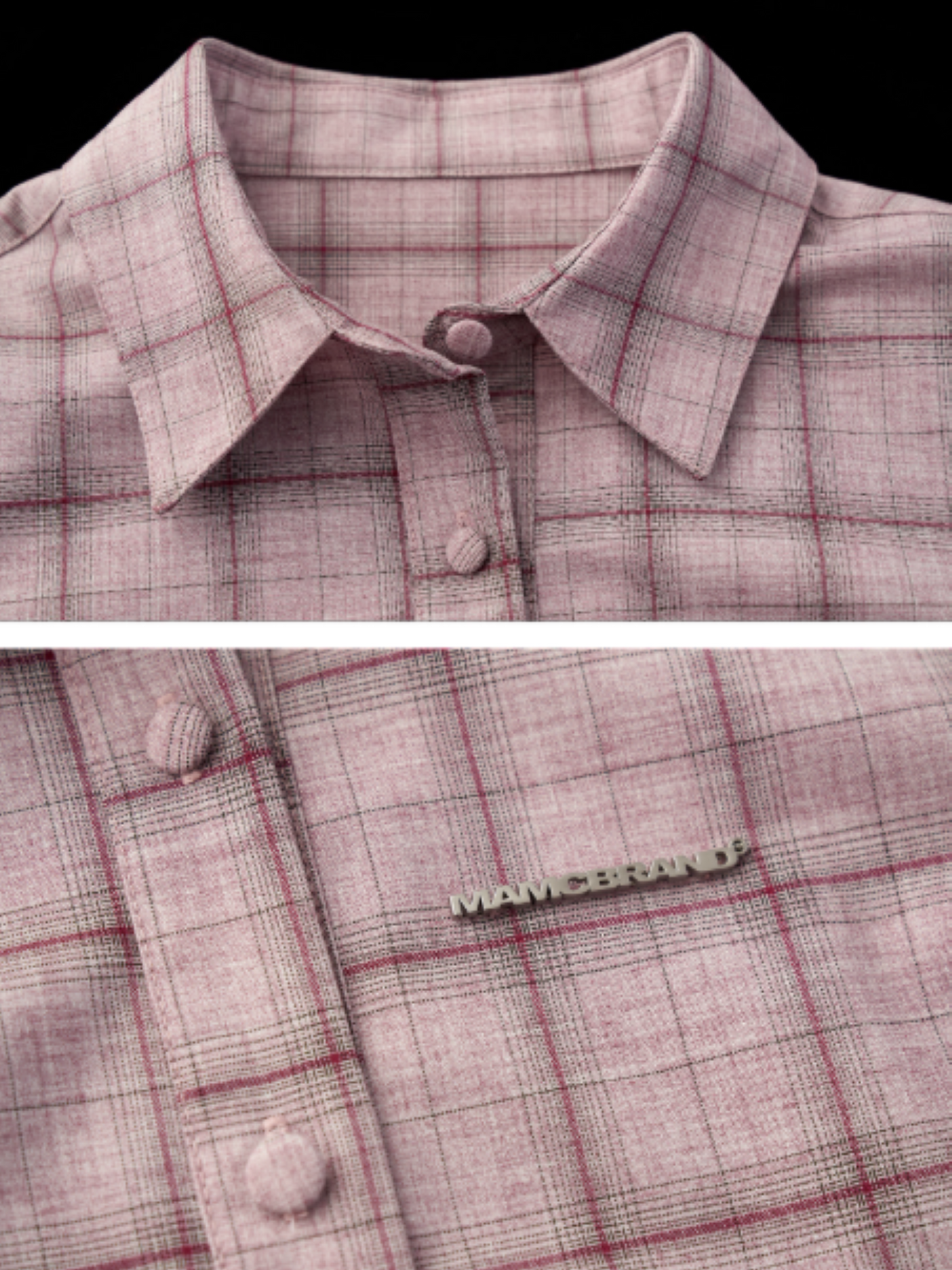 MAMC - Pink Ruffle Hem Plaid Striped Shirt