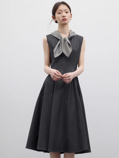 FUSSED Chill Girl Reversible Pleated Sheath Dress – Meteor Gray FOF-25SS052