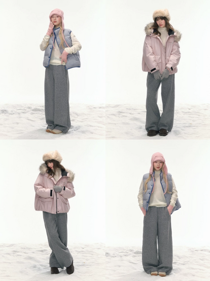 "Trace Line" Contrast-Embroidery Elastic Knit Pants LL2025466