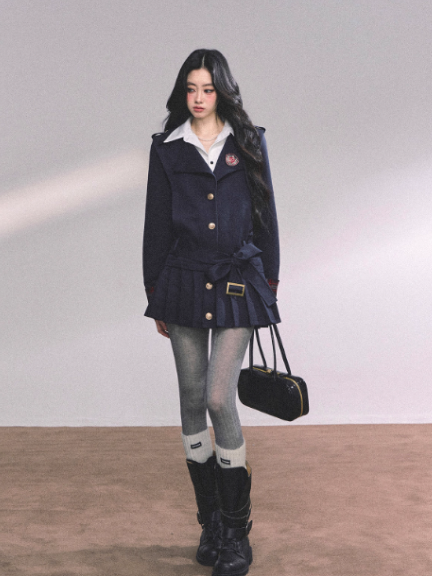 少也眼 Ivy Prep Faux Two-Piece Long Sleeve Dress