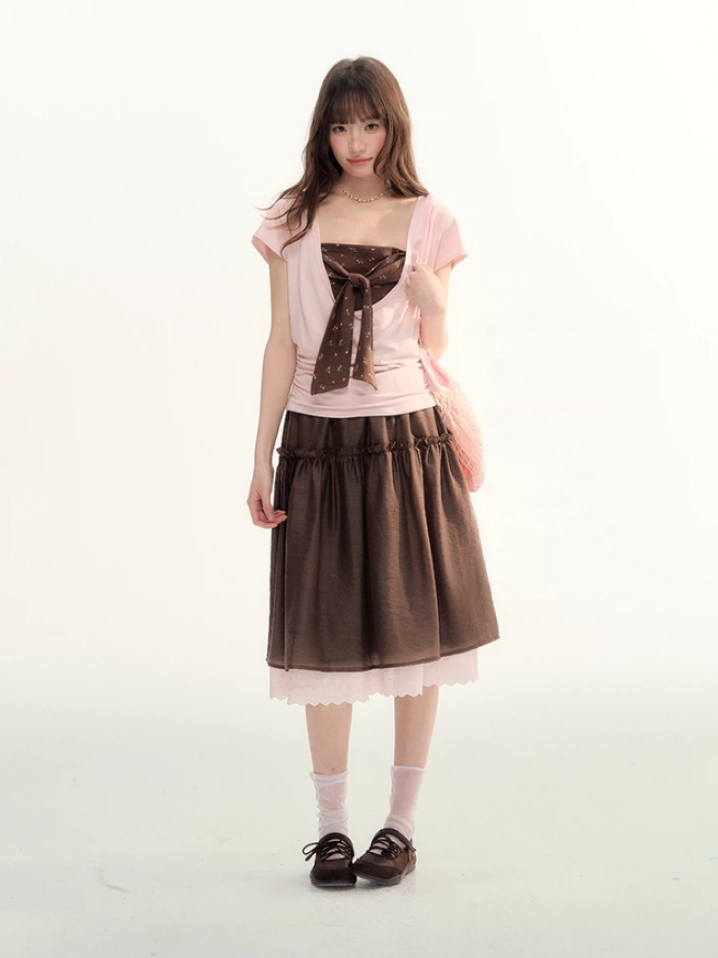 Blush & Cocoa Bow Cami Top Set LL2026072
