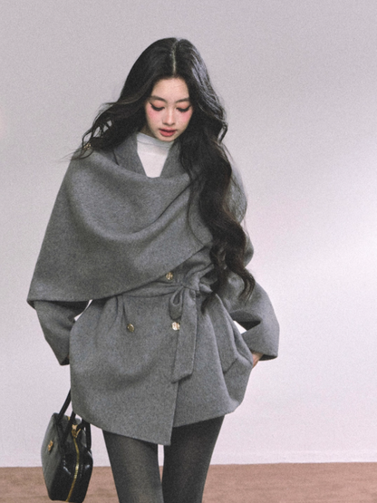 少也眼 “Winter Balcé Whisper” Wool Blend Overcoat - Gray 7886436