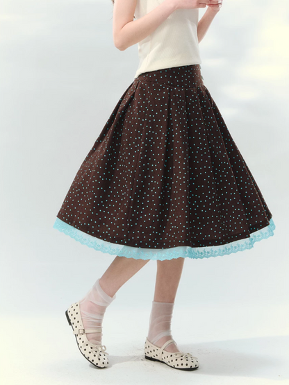 “Sea Salt Letters” Plaid Lace Layered Skirt Set  LL2026168