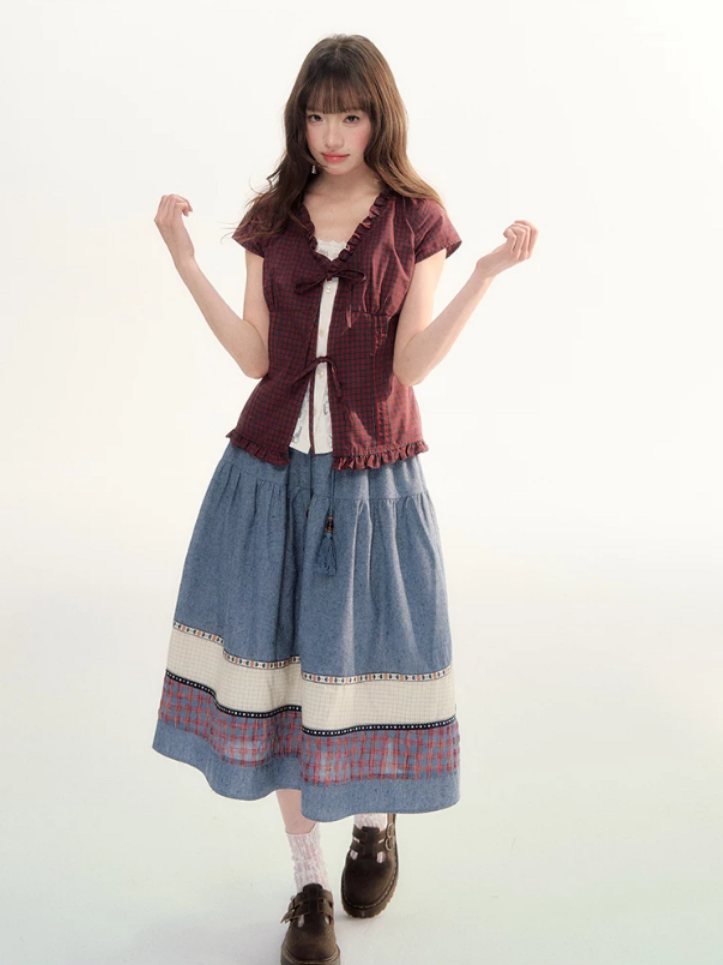 Boho Patchwork Tassel Maxi Skirt WW2026087