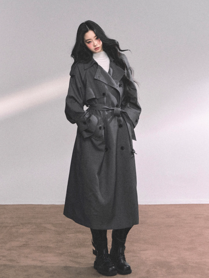 少也眼 Runway-Inspired French British Loose Trench Coat