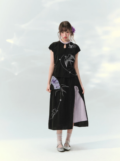 “Swallow Star Path” Modern Chinese Embroidered Skirt Set GZ2026167