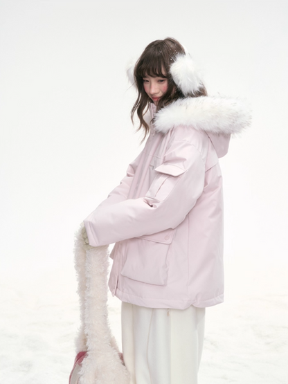 "Winter Serenade" Detachable Fur-Trim Parka – Sakura Pink LL2025315