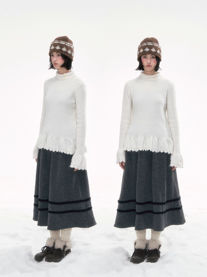 “Sweet Cloud Pleats” Soft Knit Turtleneck Top LL2025284