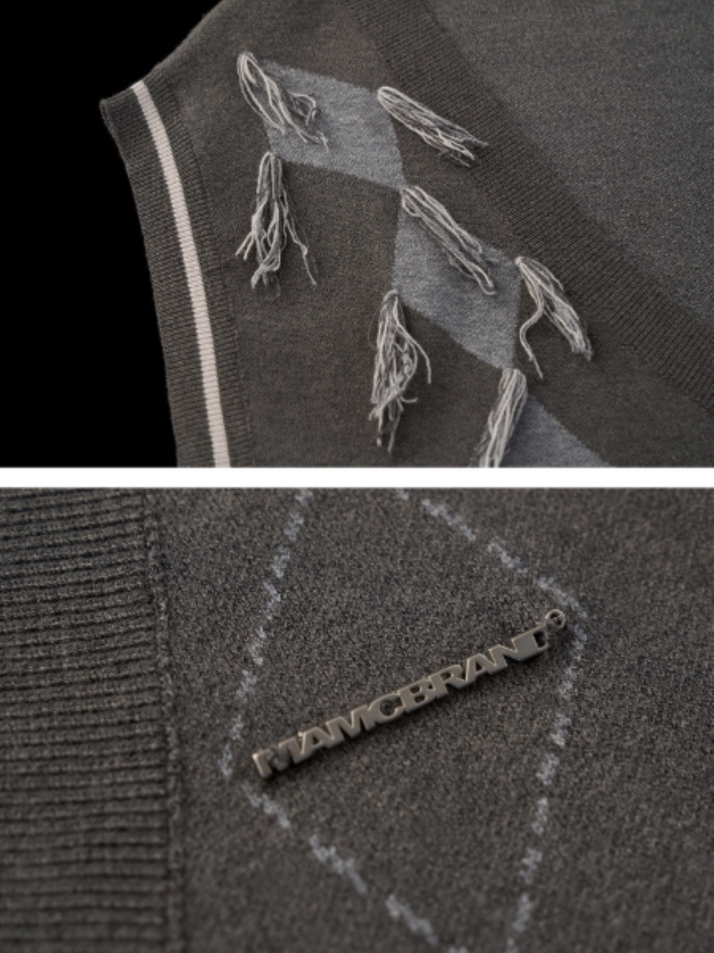 MAMC - V-Neck Preppy Gray Knit Vest WE807