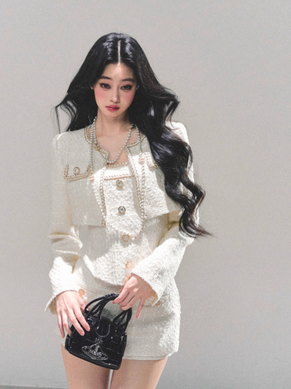 月亮落下之前 “Whispers of Cream” Tweed-Inspired 3-Piece Set