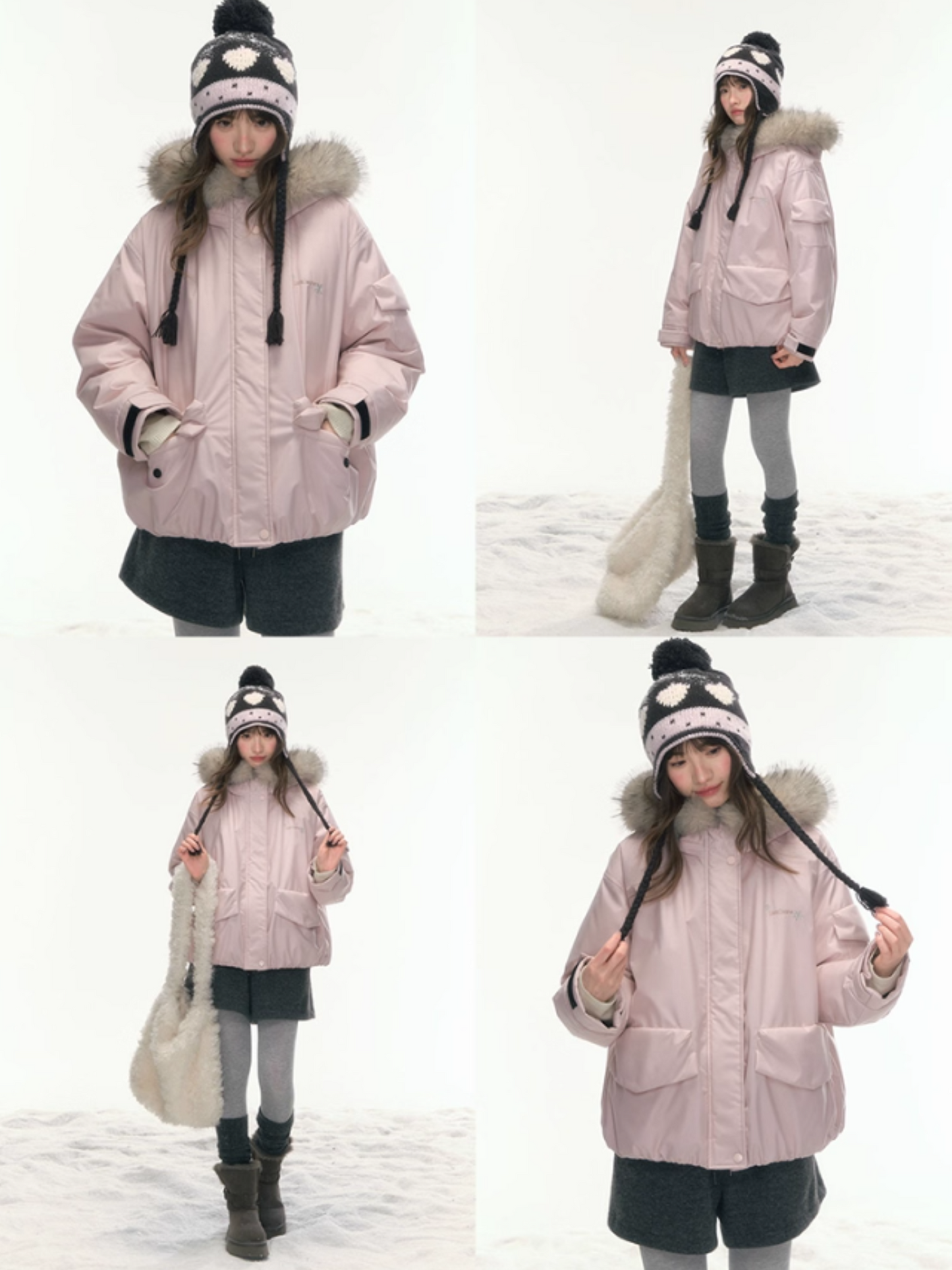 "Cloud Drift Guide" Cream Red Puff-Parka Down Coat LL2025441
