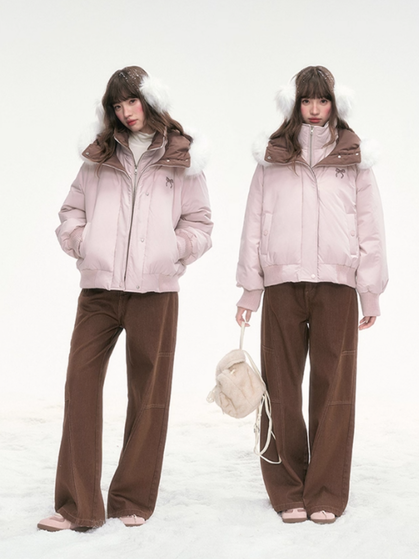 "Snow Velvet Sweetberry" Layered Down Jacket – Pink LL2025324