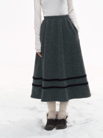 '旧时光领航员' Contrast Collar Wool-Blend Jacket & Plaid Skirt Se