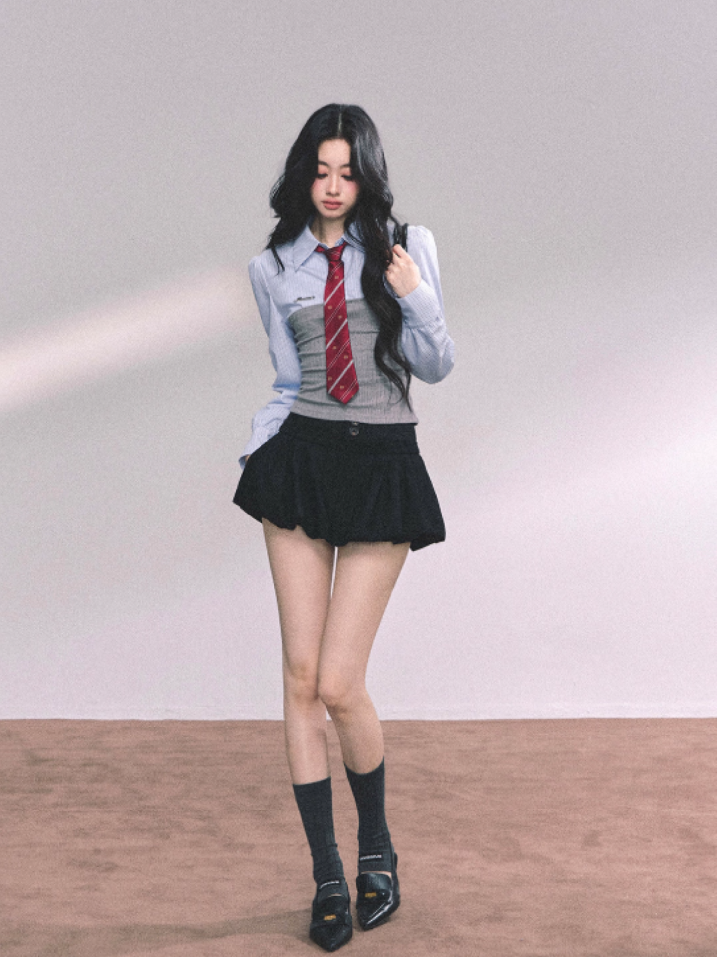"爱丁堡学院" American Striped Layered Knit Long Sleeve Top