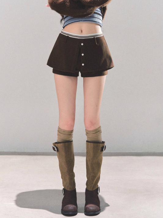 韩女 “Soft Frame” A-Line Skort - COFFEE BROWN