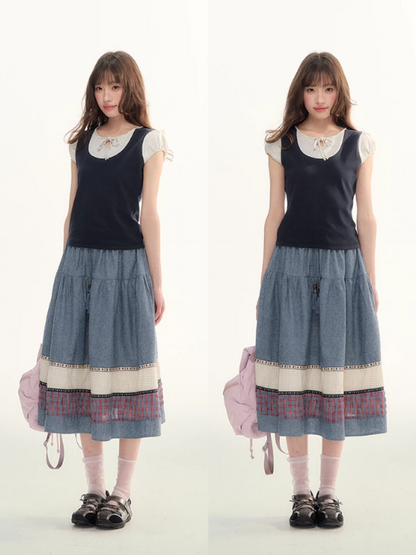 Contrast Trim Puff Sleeve Knit Top LL2026071