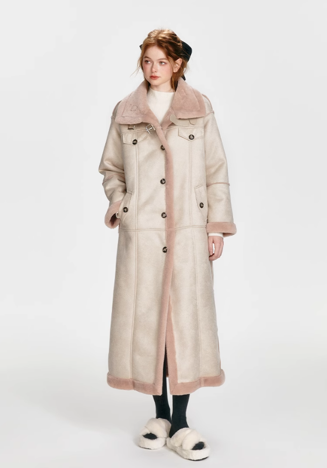 Peach Puff Lambswool Long Coat
