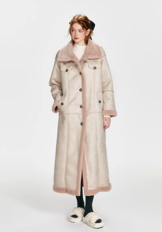 Peach Puff Lambswool Long Coat