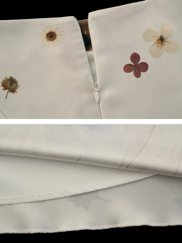 "Poetic Bloom Flow" Asymmetric Satin Panel Midi Skirt WE926