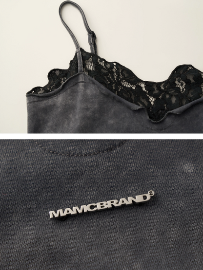 MAMC - Washed Gray Lace Slip Dress