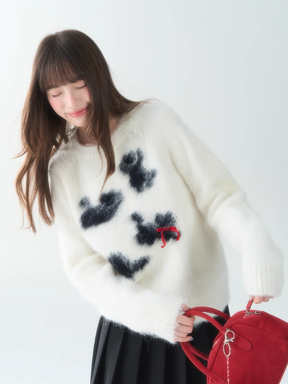 罐头士多所 - "Fuzzy Cat Whimsy" Knit Pullover Sweater LL2025193