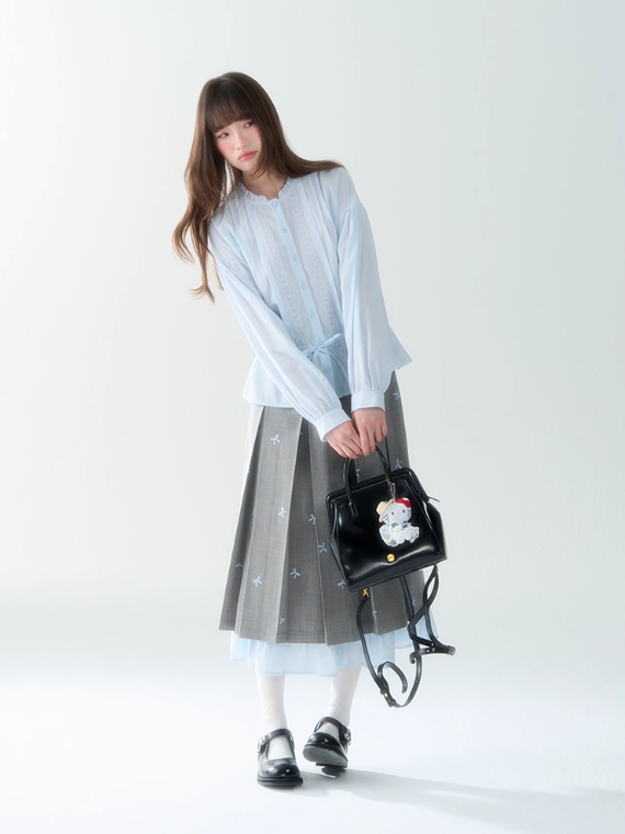 罐头士多所 - "Blue Whisper" Ruffled Collar Lace Shirt