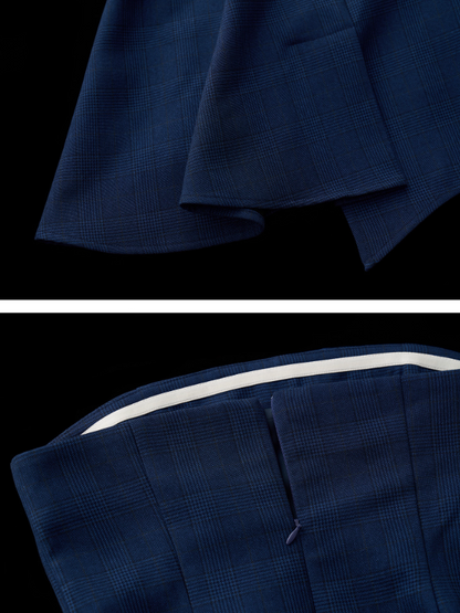 MAMC - Asymmetric Navy Strapless Bow Dress