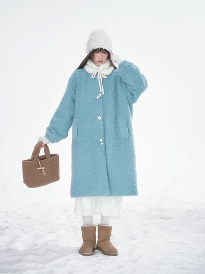 Frosted Blue Contrast-Fur Quilted Wool Coat BH2024456