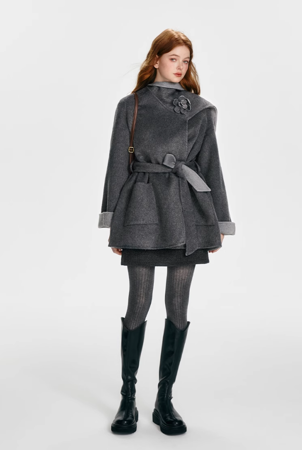 Grey Double-Sided Cap Coat
