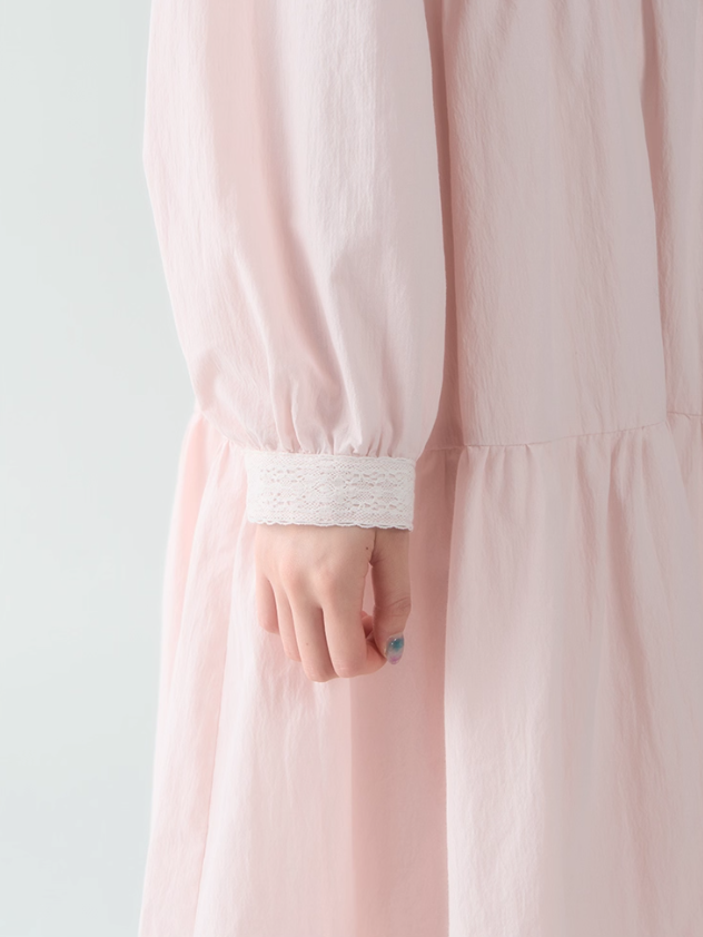 罐头士多所 - Soft Lace-Trim French Midi Dress – Sweet Preppy Early Fall Look