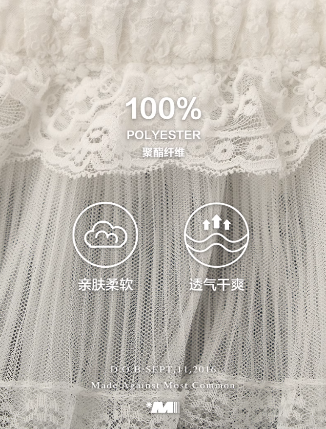 MAMC - White Mesh & Lace Layered Apron Skirt Overlay