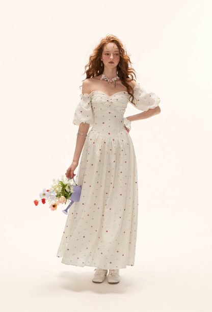 Romantic Floral Twist-Bustier Maxi Dress WE966