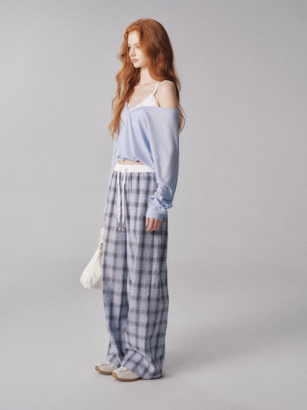 "水波温柔" V-Neck Batwing Sleeve Knit Cardigan Set (Blue)