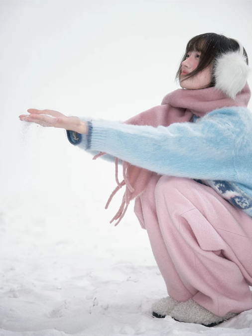 雪邦譚 - Blue Cat Pattern Cardigan