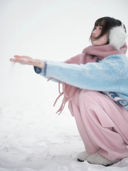 雪邦譚 - Blue Cat Pattern Cardigan