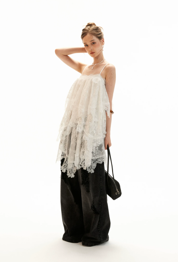 Ethereal White Lace Tiered Mini Dress WE996