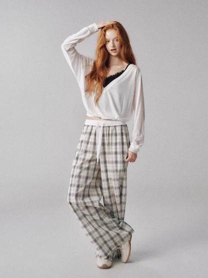 "水波温柔" V-Neck Batwing Sleeve Knit Cardigan Set (White)