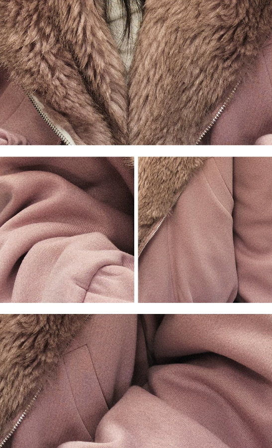 1P - Dusty Pink Faux-Fur Collar Padded Jacket