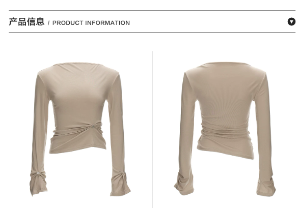MAMC - Light Apricot Twisted Ruched Lyocell Long Sleeve Top