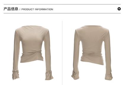 MAMC - Light Apricot Twisted Ruched Lyocell Long Sleeve Top