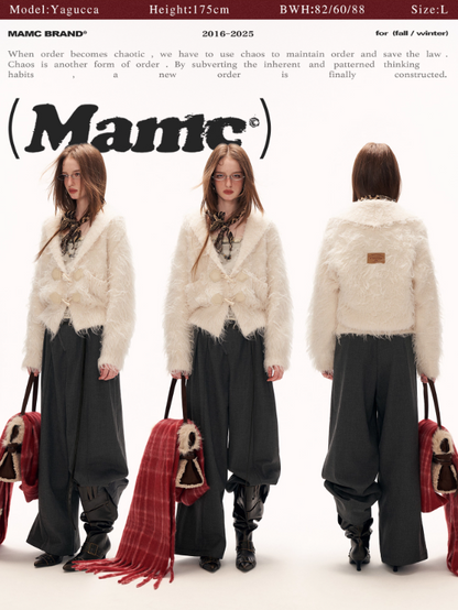 MAMC - Oversized White Loop-Knit Collared Cardigan WE902