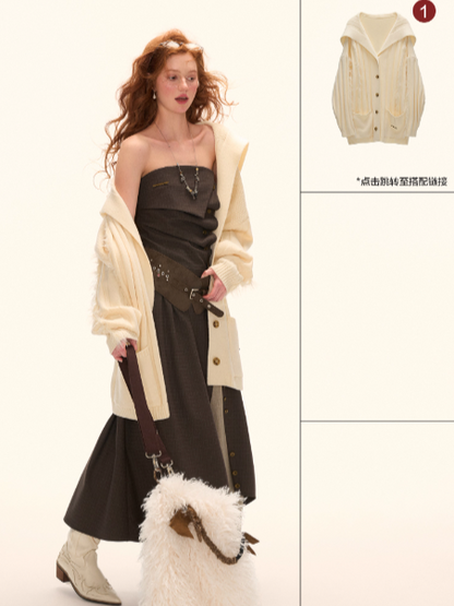 MAMC - Dark Academia Layered Strapless Midi Dress