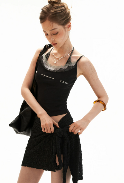 Wrap-Tie Asymmetrical Slit Mini Skirt