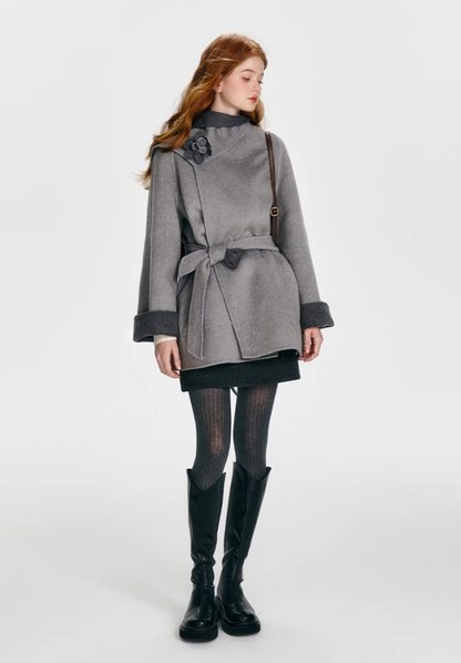 Grey Double-Sided Cap Coat