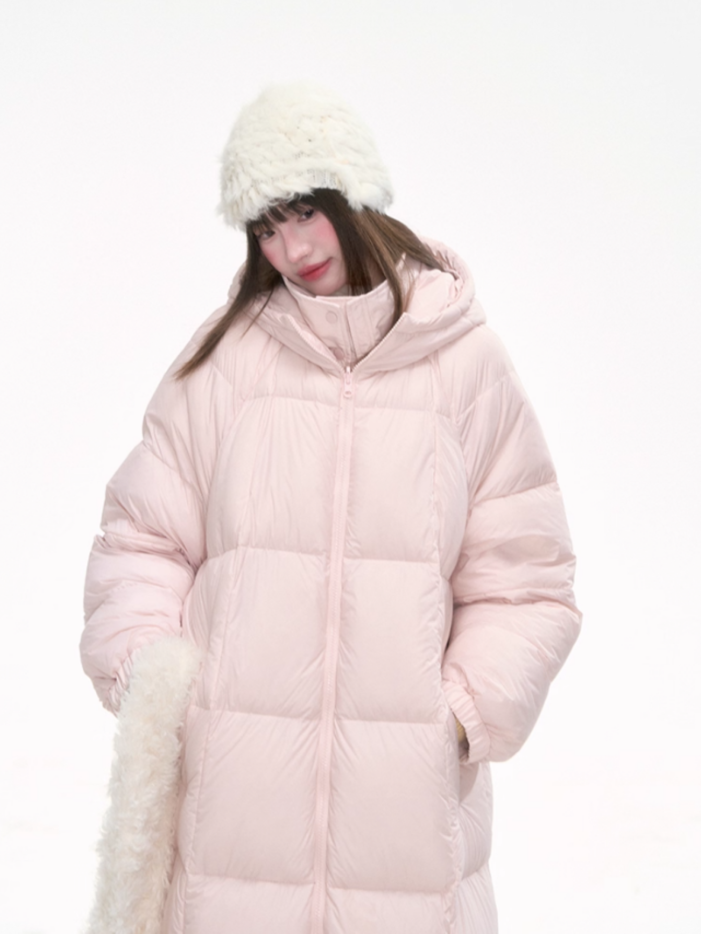“Winter Variations” Cloud Puff Pink Reversible Long Down Coat LL2025294